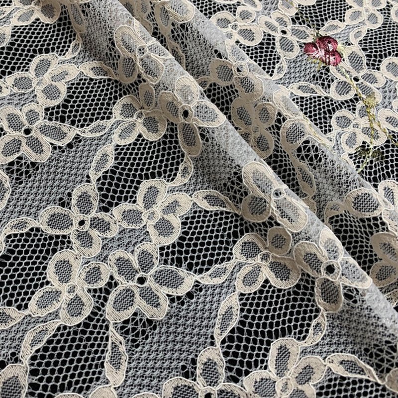 Embroidered Fabric Couching Polyester Lace Fabric for Women's Wear Who 3